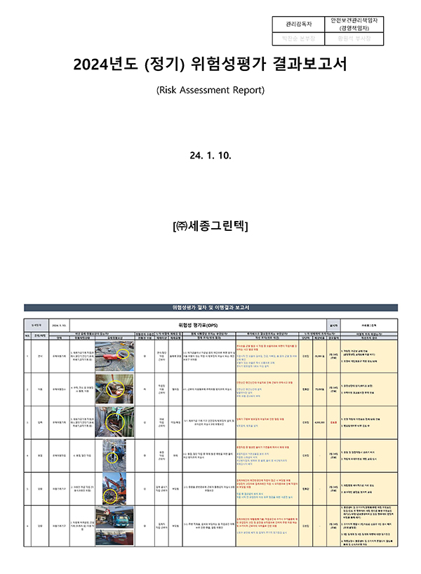 위험성평가 결과보고